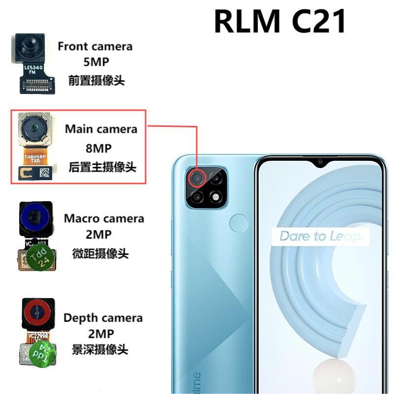 Cover Posteriore Per Realme C21 (RMX3201) - Nero, Con Vetro Fotocamera E Tastini - Nuova