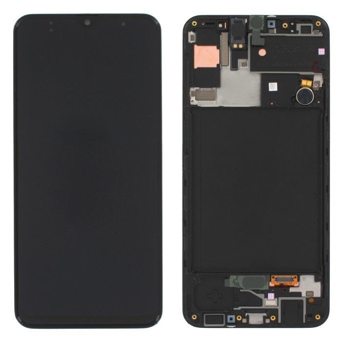 TOUCH DIGITIZER + DISPLAY LCD COMPLETE + FRAME FOR SAMSUNG GALAXY A30S A307F PRISM CRUSH BLACK ORIGINAL (SERVICE PACK) (ASSEMBLED)