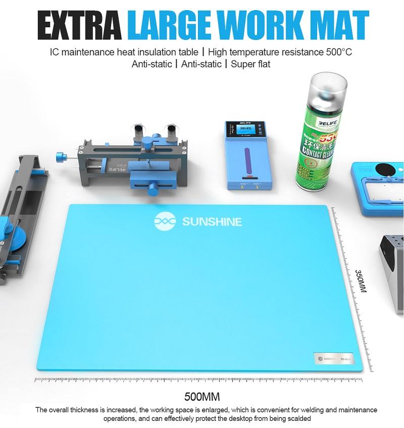 SUNSHINE SS-004F HIGH TEMPERATURE RESISTANT ADVANCED THERMAL INSULATION PAD FOR ELECTRONICS REPAIR STATIONS BLUE