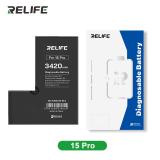 RELIFE LARGE CAPACITY BATTERY (3420 mAh) FOR APPLE IPHONE 15 PRO 6.1 (DIAGNOSABLE BATTERY NO WELDING REQUIRED FOR THE ORIGINAL BATTERY CABLE NO "UNKNOWN PARTS" PROMPT) (LATEST SYSTEM UPDATE REQUIRED)