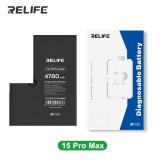 RELIFE LARGE CAPACITY BATTERY (4780 mAh) FOR APPLE IPHONE 15 PRO MAX 6.7 (DIAGNOSABLE BATTERY NO WELDING REQUIRED FOR THE ORIGINAL BATTERY CABLE NO "UNKNOWN PARTS" PROMPT) (LATEST SYSTEM UPDATE REQUIRED)