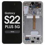 TOUCH DIGITIZER + DISPLAY AMOLED COMPLETE + FRAME FOR SAMSUNG GALAXY S22 PLUS 5G / S22+ 5G S906B WHITE ORIGINAL (SERVICE PACK)