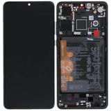 DISPLAY LCD + TOUCH DIGITIZER DISPLAY COMPLETE + FRAME (NO FINGERPRINT SENSOR FLEX) FOR HUAWEI P30 ELE-L29 ELE-L09 BLACK ORIGINAL NEW (02354HMG HUAXING VERSION)