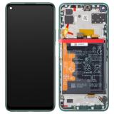 DISPLAY LCD + TOUCH DIGITIZER DISPLAY COMPLETE + FRAME + BATTERY FOR HUAWEI P40 LITE 5G (CDY-N29A) CRUSH GREEN ORIGINAL (SERVICE PACK)