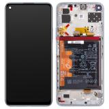 DISPLAY LCD + TOUCH DIGITIZER DISPLAY COMPLETE + FRAME + BATTERY FOR HUAWEI P40 LITE 5G (CDY-N29A) SPACE SILVER ORIGINAL (SERVICE PACK)