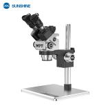 SUNSHINE M9T-B11 TRINOCULAR MICROSCOPE 6X-45X MOBILE PHONE REPAIR TRINOCULAR + ADJUSSTABLE RING LED LIGHT SILVER