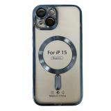 PHONE CASE ELECTROPLASTY + LENS PROTECTION + MAGNETIC FOR APPLE IPHONE 15 BLUE