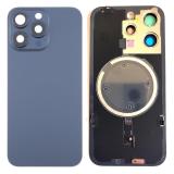 BACK HOUSING OF GLASS WITH HOLDER FOR APPLE IPHONE 15 PRO 6.1 BLUE TITANIUM