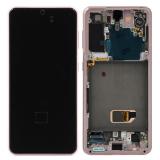 DISPLAY LCD + TOUCH DIGITIZER DISPLAY COMPLETE + FRAME FOR SAMSUNG GALAXY S21 5G G991B PHANTOM PINK ORIGINAL (SERVICE PACK)