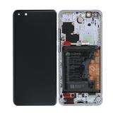 DISPLAY LCD + TOUCH DIGITIZER DISPLAY COMPLETE + FRAME FOR HUAWEI P40 PRO ELS-NX9 ELS-N04 ICE WHITE ORIGINAL