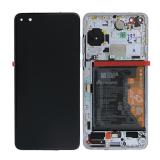 DISPLAY LCD + TOUCH DIGITIZER DISPLAY COMPLETE + FRAME FOR HUAWEI P40 ANA-NX9 ANA-LX4 SILVER FROST ORIGINAL NEW