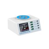 WLX-X9M 9 IN 1 WIRELESS CHARGING / MULTI-PORT CHARGER WITH LCD (4 USB / 2 PD 20W / PD 30W / PD 45W) WHITE