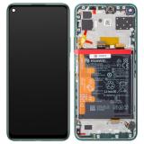 DISPLAY LCD + TOUCH DIGITIZER DISPLAY COMPLETE + FRAME + BATTERY FOR HUAWEI P40 LITE 5G (CDY-N29A) CRUSH GREEN ORIGINAL (SERVICE PACK)