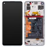 DISPLAY LCD + TOUCH DIGITIZER DISPLAY COMPLETE + FRAME + BATTERY FOR HUAWEI P40 LITE 5G (CDY-N29A) SPACE SILVER ORIGINAL (SERVICE PACK)
