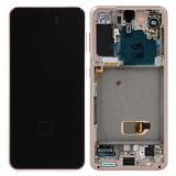 DISPLAY LCD + TOUCH DIGITIZER DISPLAY COMPLETE + FRAME FOR SAMSUNG GALAXY S21 5G G991B PHANTOM VIOLET ORIGINAL (SERVICE PACK)