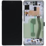 TOUCH DIGITIZER + DISPLAY LCD COMPLETE + FRAME FOR SAMSUNG GALAXY S10 LITE G770F PRISM WHITE ORIGINAL