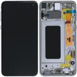 TOUCH DIGITIZER + DISPLAY LCD COMPLETE + FRAME FOR SAMSUNG GALAXY S10E G970F PRISM WHITE ORIGINAL.