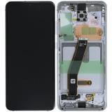 TOUCH DIGITIZER + DISPLAY LCD COMPLETE + FRAME FOR SAMSUNG GALAXY S20 G980F / G981F / G981B CLOUD WHITE ORIGINAL (SERVICE PACK)