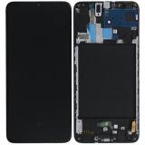 TOUCH DIGITIZER + DISPLAY AMOLED REFURBISHED + FRAME FOR SAMSUNG GALAXY A70 A705F BLACK (Display Refurbished, Non-Original Frame)