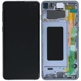 TOUCH DIGITIZER + DISPLAY AMOLED REFURBISHED + FRAME FOR SAMSUNG GALAXY S10 G973F PRISM BLUE (Display Refurbished Non-Original Frame)