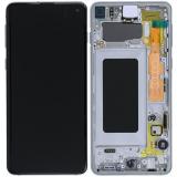 TOUCH DIGITIZER + DISPLAY AMOLED REFURBISHED + FRAME FOR SAMSUNG GALAXY S10 G973F PRISM WHITE (Display Refurbished Non-Original Frame)