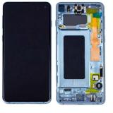 TOUCH DIGITIZER + DISPLAY LCD COMPLETE + FRAME FOR SAMSUNG GALAXY S10 PLUS S10+ G975F PRISM BLUE ORIGINAL (SERVICE PACK)