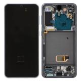 DISPLAY LCD + TOUCH DIGITIZER DISPLAY COMPLETE + FRAME FOR SAMSUNG GALAXY S21 5G G991B PHANTOM GRAY ORIGINAL (SERVICE PACK) (ASSEMBLED)