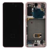 DISPLAY LCD + TOUCH DIGITIZER DISPLAY COMPLETE + FRAME FOR SAMSUNG GALAXY S21 5G G991B PHANTOM PINK SERVICE PACK SCREEN + FRAME (NOT ORIGINAL)