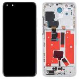 TOUCH DIGITIZER + DISPLAY OLED COMPLETE + FRAME FOR HUAWEI P40 PRO (ELS-NX9 ELS-N04) ICE WHITE ORIGINAL