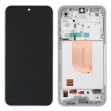 TOUCH DIGITIZER + DISPLAY AMOLED COMPLETE + FRAME FOR SAMSUNG GALAXY S23 FE 5G S711B WHITE ORIGINAL (SERVICE PACK) (ASSEMBLED)