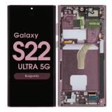 TOUCH DIGITIZER + DISPLAY AMOLED COMPLETE + FRAME FOR SAMSUNG GALAXY S22 ULTRA 5G S908B BURGUNDY (Display Refurbished Non-Original Frame)