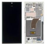 TOUCH DIGITIZER + DISPLAY AMOLED COMPLETE + FRAME FOR SAMSUNG GALAXY S23 ULTRA 5G S918B  CREAM / WHITE ORIGINAL (SERVICE PACK) (ASSEMBLED)