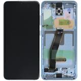 TOUCH DIGITIZER + DISPLAY AMOLED COMPLETE + FRAME FOR SAMSUNG GALAXY S20 G980F / G981F / G981B CLOUD BLUE SERVICE PACK SCREEN + FRAME (NOT ORIGINAL)